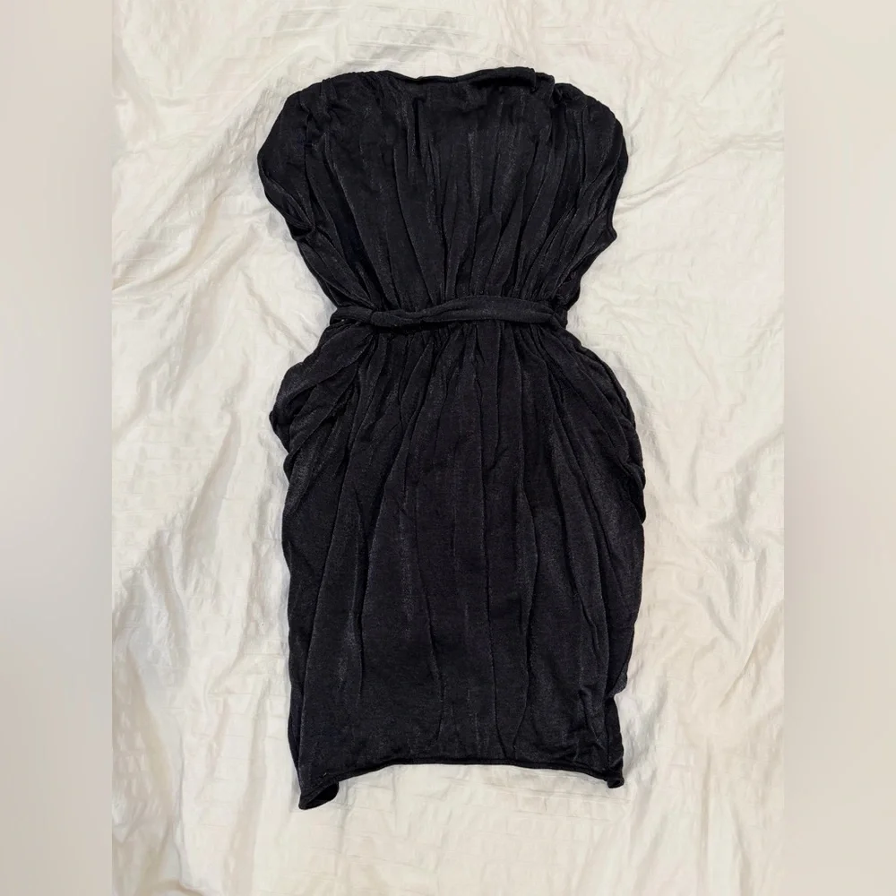 Armani Exchange Black Metallic Draped Mini Cocktail Dress/ Size small petite - Picture 3 of 5